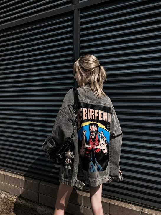 DEMON PRINT DEMIN JACKET - Cosmique Studio