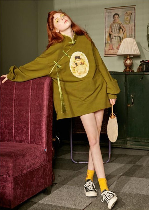 RETRO CHARACTER PATTERNS LONG SLEEVE HOODIE-Cosmique Studio