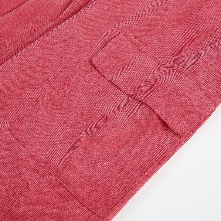 STYLISH CORDUROY PINK BAGGY HIGH WAIST PANTS-Cosmique Studio STYLISH CORDUROY PINK BAGGY HIGH WAIST PANTS-Cosmique Studio