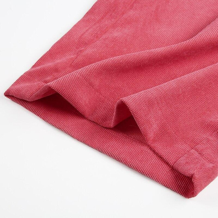 STYLISH CORDUROY PINK BAGGY HIGH WAIST PANTS-Cosmique Studio STYLISH CORDUROY PINK BAGGY HIGH WAIST PANTS-Cosmique Studio