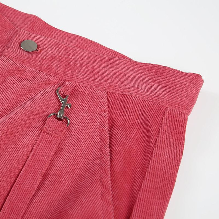 STYLISH CORDUROY PINK BAGGY HIGH WAIST PANTS-Cosmique Studio STYLISH CORDUROY PINK BAGGY HIGH WAIST PANTS-Cosmique Studio