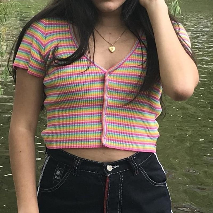 AESTHETIC RAINBOW KNITTED CROP TOP-Cosmique Studio AESTHETIC RAINBOW KNITTED CROP TOP-Cosmique Studio