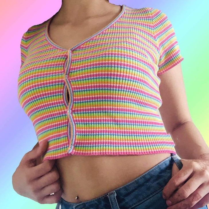 AESTHETIC RAINBOW KNITTED CROP TOP-Cosmique Studio AESTHETIC RAINBOW KNITTED CROP TOP-Cosmique Studio