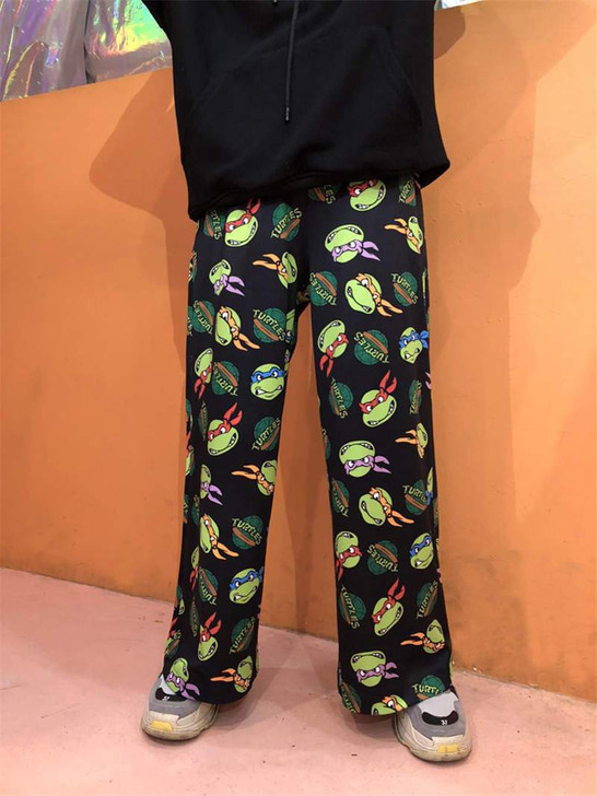 NINJA TURTLES PRINTED WIDE LEG PANTS-Cosmique Studio - Aesthetic Clothing