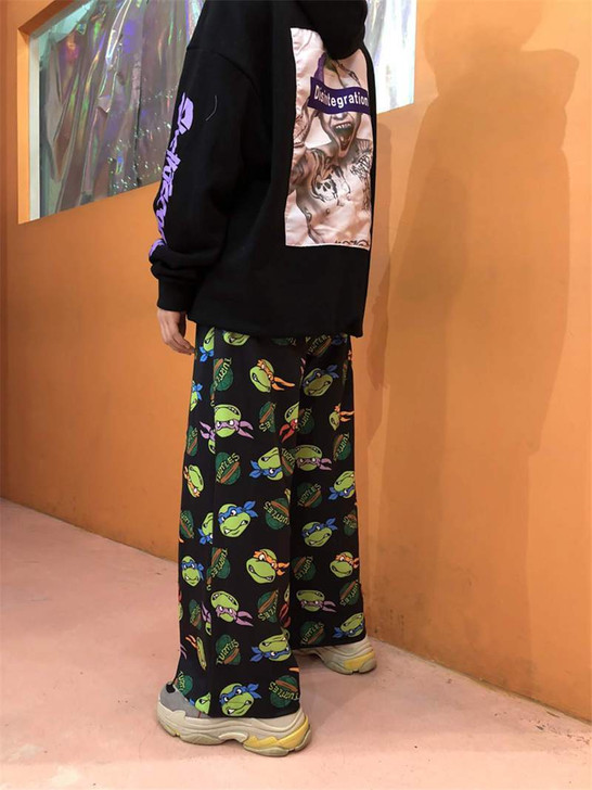 NINJA TURTLES PRINTED WIDE LEG PANTS - Cosmique Studio