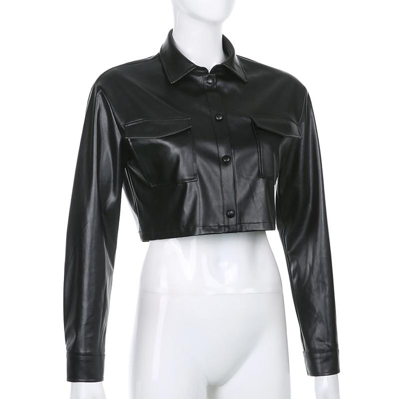 ジャケット・アウター meltthelady cropped leather like jacket XZEIT Faux Leather Cropped Jacket Women Punk Coat Woman