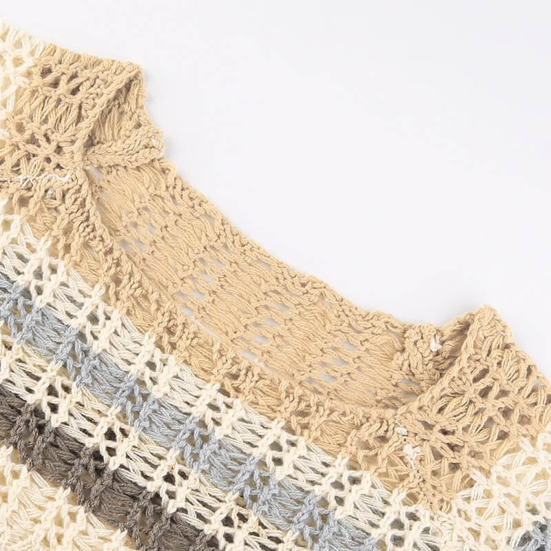 トップス y2k boarder knit mcbring grange archive RETRO KID CHUNKY KNIT CROP CARDIGAN (7-16Y)