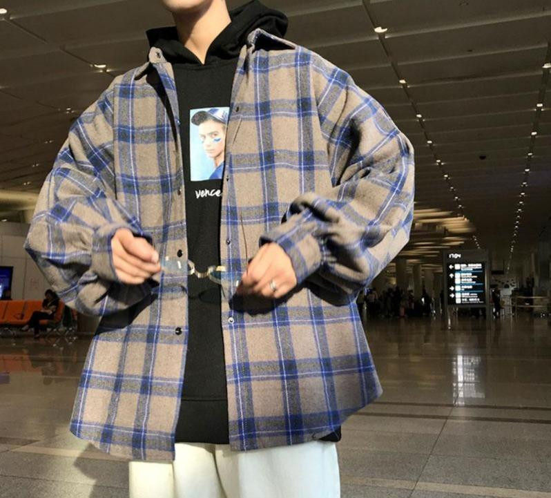 夜神Vintage Plaid Shirt XL Vintage 90s Checked Padded Flannel Shirt Jacket XL Men's