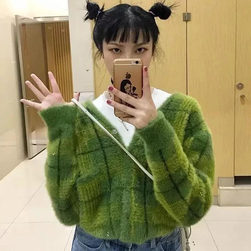 Green Cropped Sweater - Cosmique Studio