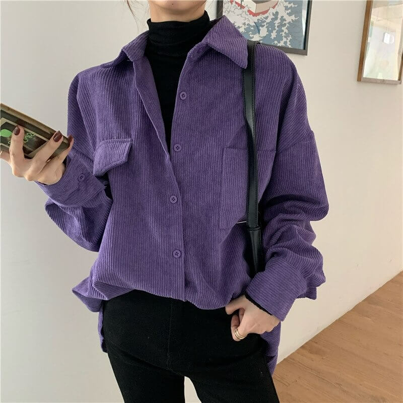 Bf Style Corduroy Purple Shirt - Cosmique Studio