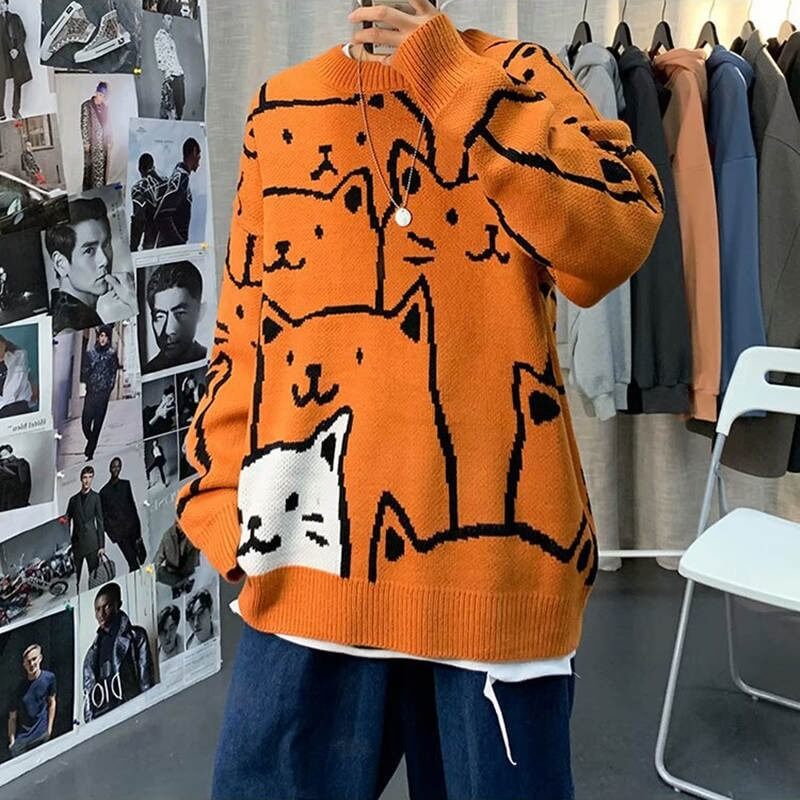 Cat Pattern Unisex Sweater - Cosmique Studio