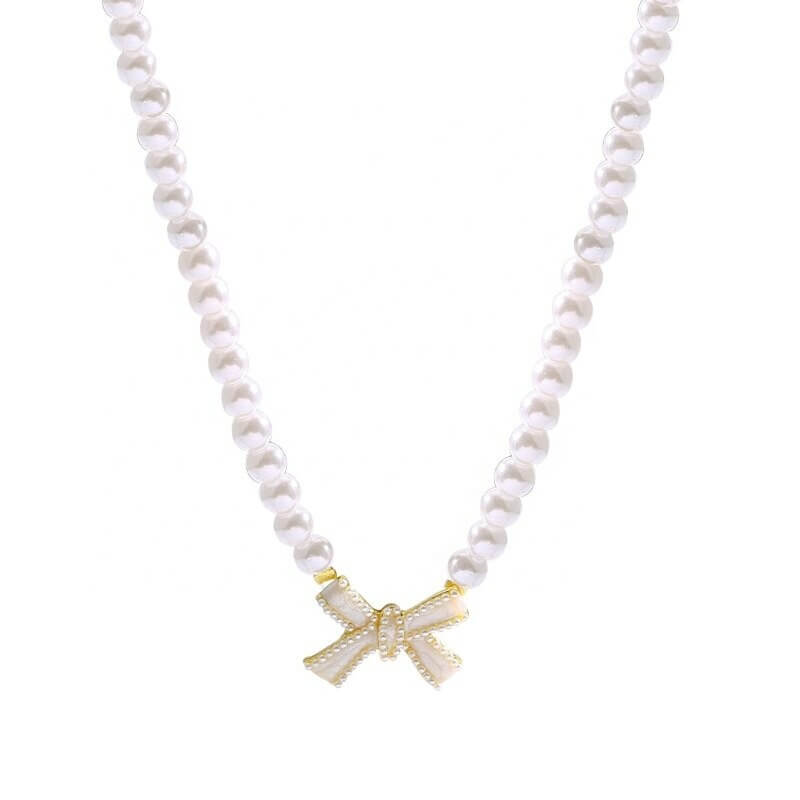 TATIANA☆Romantic Pearl Ribbon Necklace coquette-pearl-ribbon-
