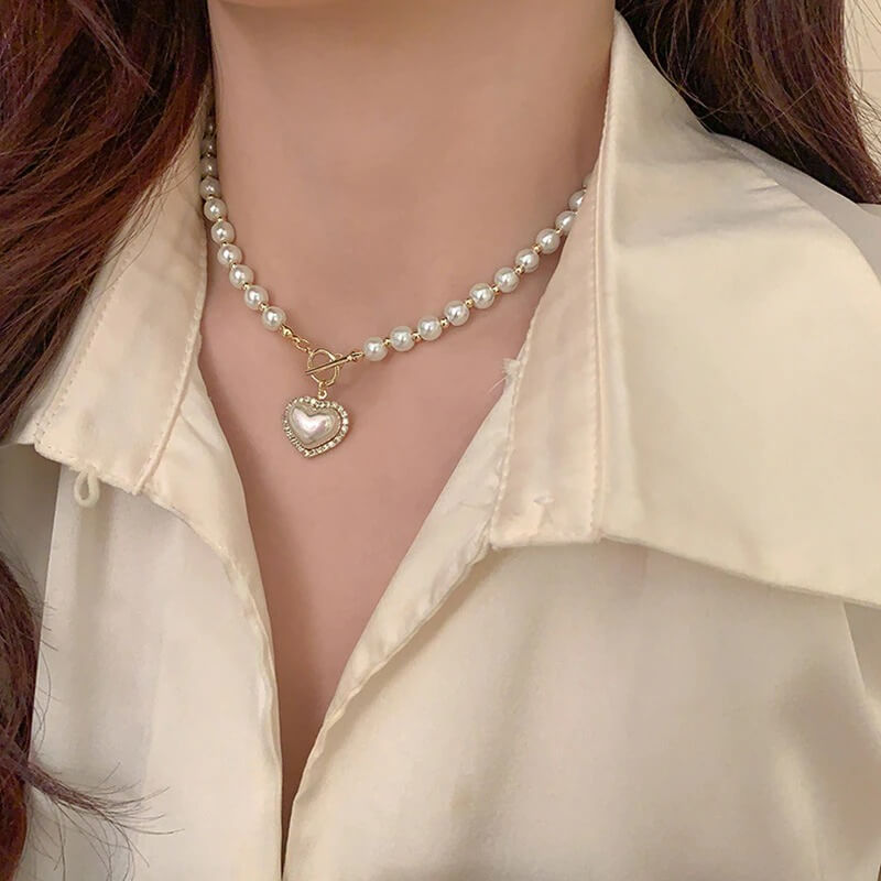 [PRIMAUTE] 韓国☆Heart Ring Pearl Necklace PRIMAUTE] 韓国☆Heart Ring Pearl Necklace Designer fashion