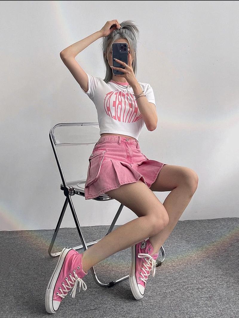 Barbie Pink Cargo Mini Skirt - Cosmique Studio