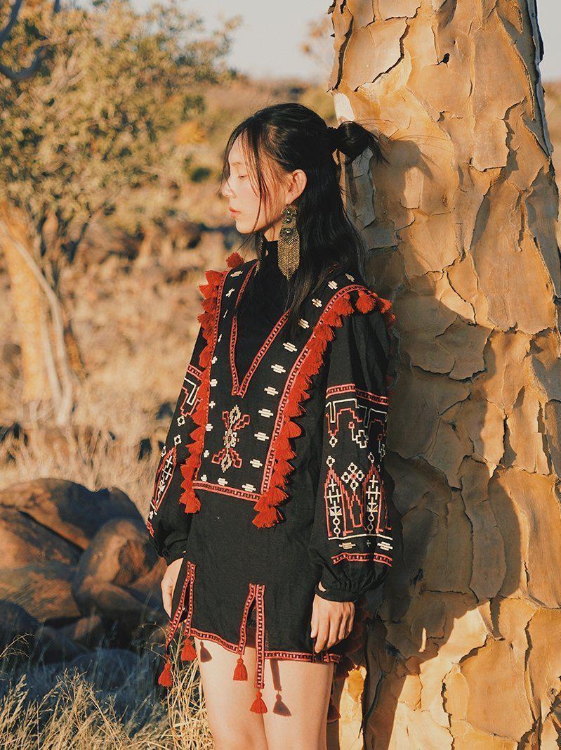 ETHNIC GYPSY BOHO CHIC BLOUSE SHIRT Cosmique Studio