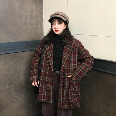 VINTAGE CHIC PLAID JACKET - Cosmique Studio