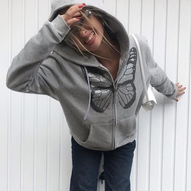 y2k 平成 in the attic zip フェイクレイヤード ポロシャツ y2k-butterfly-zipper-hoodie-
