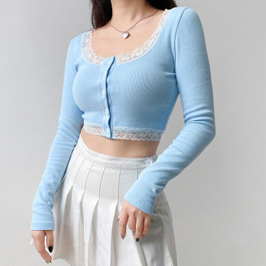 Y2K AESTHETIC BLUE CROP TOP - Cosmique Studio