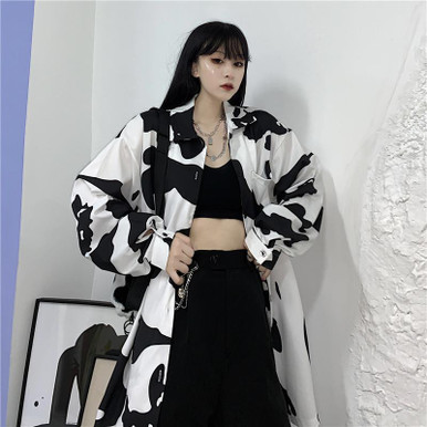 KOREAN AESTHETIC LOOSE COW SHIRT - Cosmique Studio