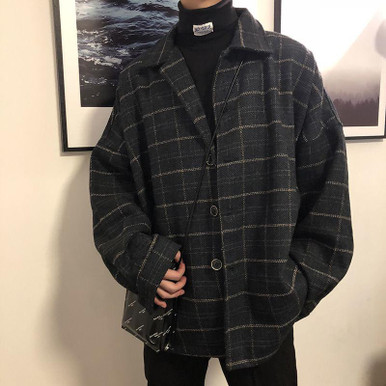 GRUNGE AESTHETIC PLAID MEN JACKET - Cosmique Studio