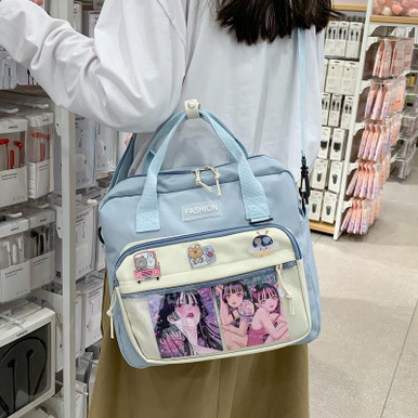 KAWAII STYLE SQUARED ANIME PRINTED HAND AND SHOULDER BAG