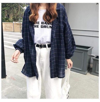 【KOOLOSET】Retro Mood Check Shirt Retro Plaid Shirt - Cosmique Studio