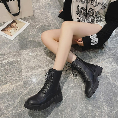 Academia Pu Leather Ankle Boots - Cosmique Studio