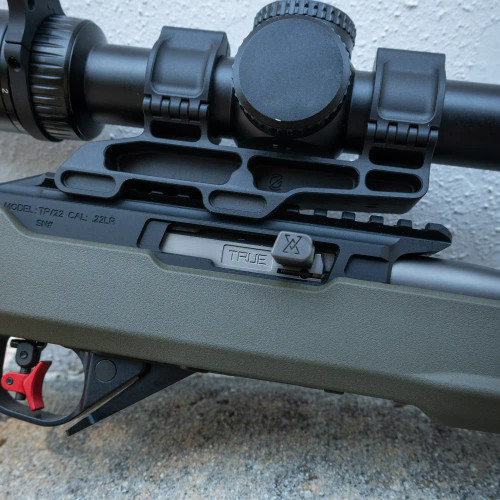 True Precision TP/22 Rifle with Grey bolt, barrel and Black receiver. Green Stock.