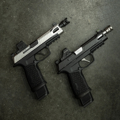 Two Sig Sauer P365 Fuses with True Slide, threaded barrels, triggers and compensators.
