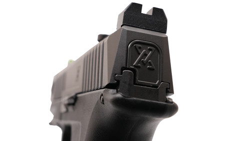 The True Precision Sig Sauer P365 FUSE black suppressor ready build back plate.