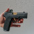 True Precision Sig Sauer P365 X-Macro Comp with black slide, gold non-Threaded barrel and gold trigger.
