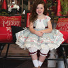 Heirloom Christmas Noel Set: Dress + Pantaloons in Vintage Dotted Stripes Green/Red