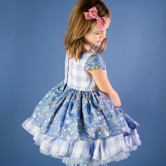 Heirloom Easter Set: Dress + Ruffled Bo Peep Shorts in Ditzy Blue Floral
