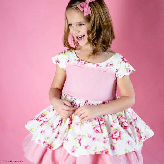 Heirloom Easter Set: Dress + Ruffled Bo Peep Shorts in Pink Roses | I Bambini Clothing
