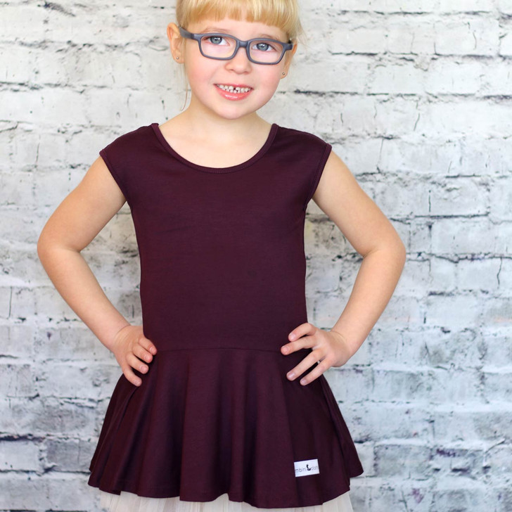 Peplum Shirt with Cap Sleeve in Solid Colors | I Bambini Clothing
