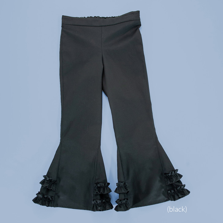 Uniform Pants | Ruffled Bells | Adjustable Waist in Black | I Bambini Clothing