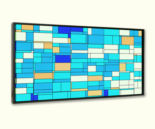 Mid century Modern abstract "Blue Stainglass" numbered limited edition giclee on canvas