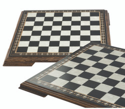 Chessboard with marquetry and legs 50cm Black and Eco Mother of Pearl