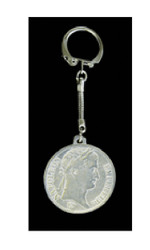 Pewter Keyring - Napoleon -1808 5 Francs