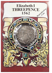 Reproduction Coin - Tudor - Elizabeth I Threepence - Packaged