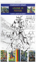 Colour-in Posters - Medieval -Tournament Knight