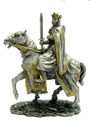 Solid Hand Cast Metal Knight - Medieval King on Horse