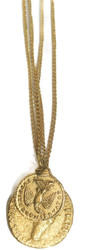 Roman Double Coin Pendant with Gold Chain