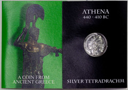 Reproduction Coin - Greek - Athena Silver Tetradrachm Coin - Packaged