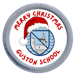 Pewter Badge Pin 20mm, Santa hat on customisable logo and customised text