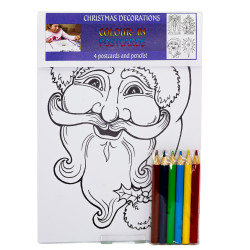 Christmas Decoration Colour-in Postcard Set
