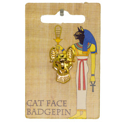 Gold Plated Pewter Badgepins - Egyptian - Cat Face Packaging
