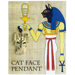 Gold Plated Pewter Pendant - Egyptian - Cat Face