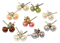 Small pearl earrings multi-coloured
