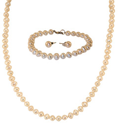 Small pearl necklace, bracelet and single pearl earring